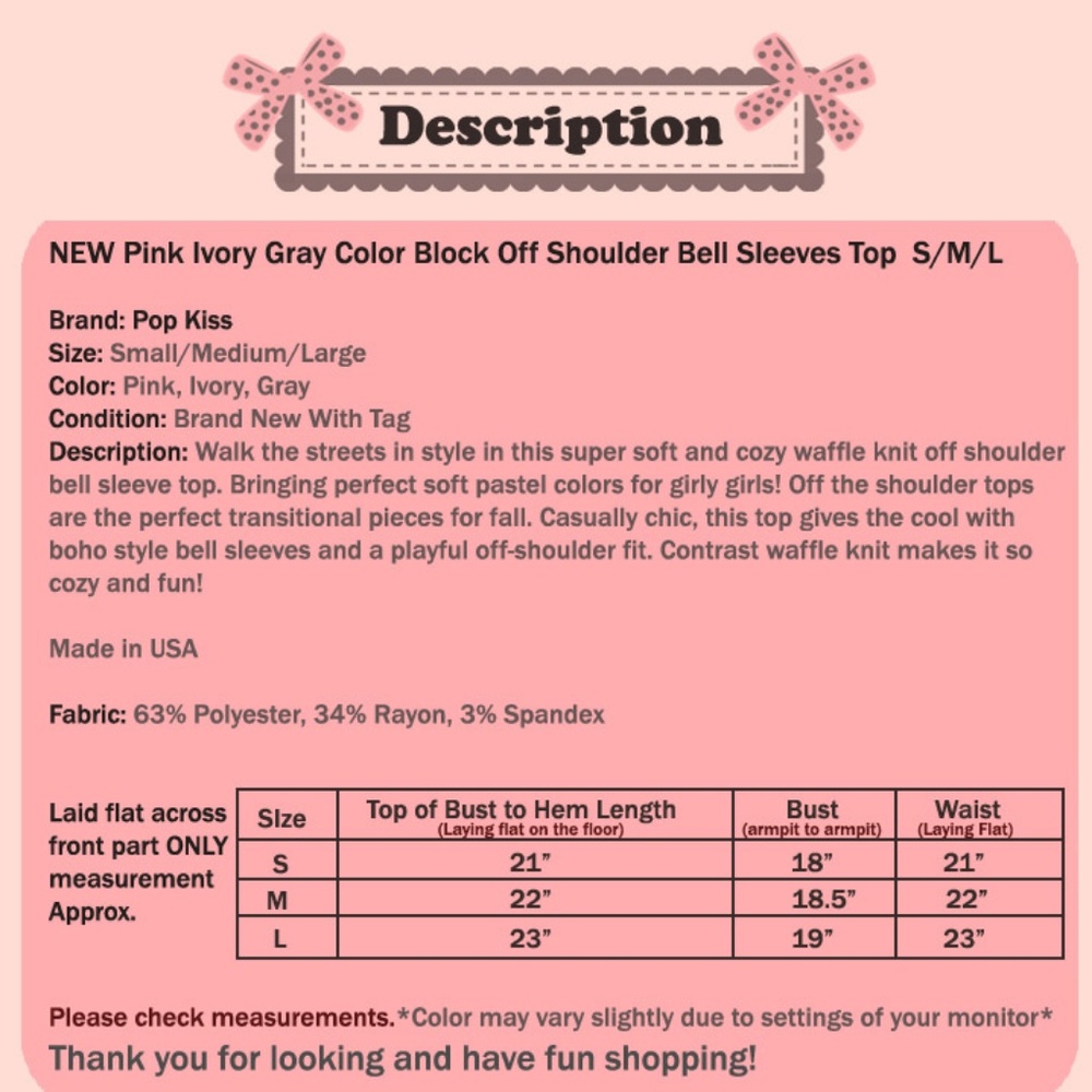 Soft Cozy Off Shoulder Color Block Bell Sleeve Top - Picture 8 of 8